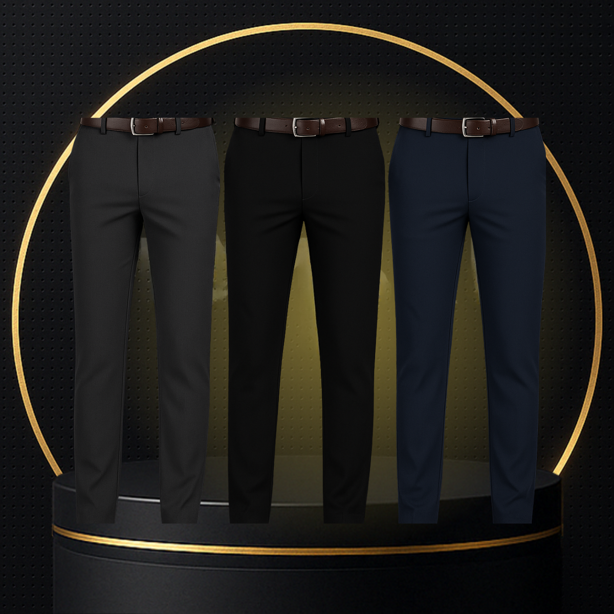 Kit 3 Pantalones en Seda Color Hielo y Elastano